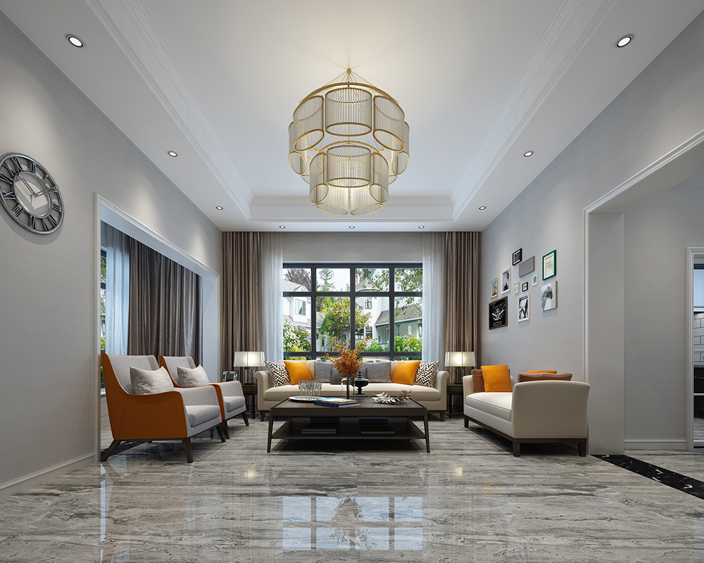 装修公司现代简约风格别墅装修效果图-客厅 装修公司现代简约风格别墅装修效果图-客厅